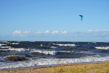 kite surfing in the sea