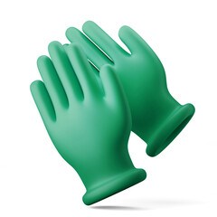medical green rubber latex surgeon hand gloves for surgical operation 3d illustration rendering 3d icon concept symbol isolated
