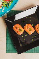 Delicious Homemade Classic Food Brazilian Dish Plate Menu Lunch Breakfast Rice Beans Pasta Sausage Shrimp on the Table