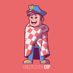 Undercover cop character vector illustration. Funny, abstract, comedy design concept.