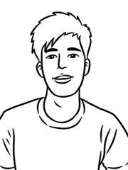 black and white cute man cartoon for coloring