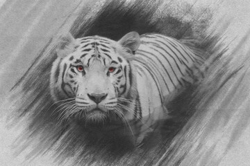 Beautiful Sketch Painting Tiger | Abstract Painting of Tiger | Tiger Drawing