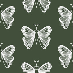 beautiful butterfly pattern, seamless pattern great for print design, dinnerware, print, stationery, green background, butterflies.