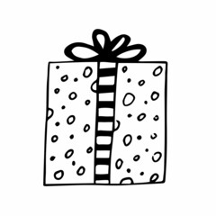 gift box with pattern and bow doodle