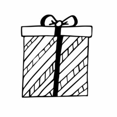 striped gift box with bow doodle