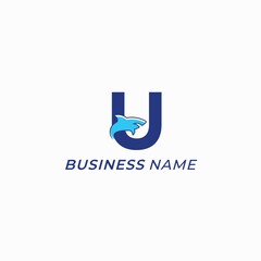 design logo combine shark and letter U