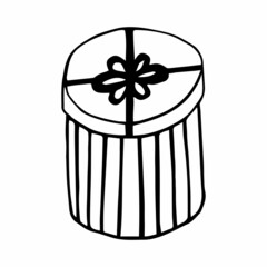 gift box round and striped with bow doodle