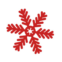 Obraz premium Red winter snowflake decor element vector illustration