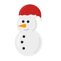 Snowman with red Santa hat smiling vector illustration