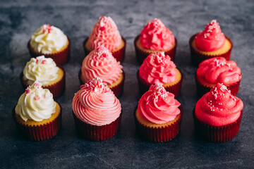 Delicious cupcakes. Cupcakes on a concrete table