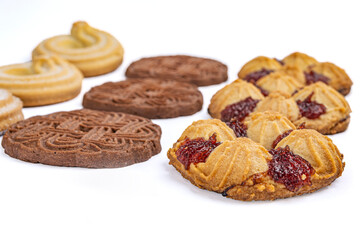 round cookies on a white background close up