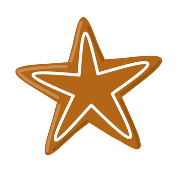 Gingerbread star cookie with sugar frosting vector illustration