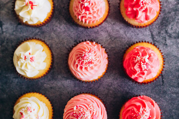 Delicious cupcakes. Cupcakes on a concrete table