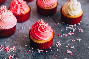 Delicious cupcakes. Cupcakes on a concrete table