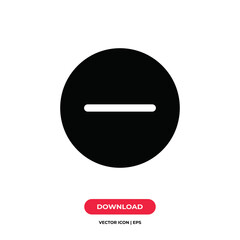 Minus icon vector. Negative sign