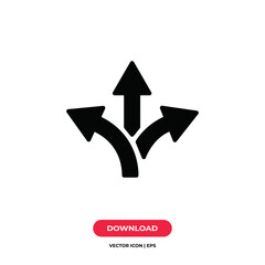 Three way icon vector. Way sign