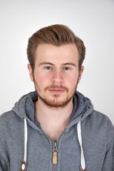 Obraz premium young man with beart in casual clothes looking cool