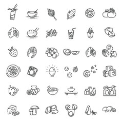 Natural food flat line icons set. flat collection