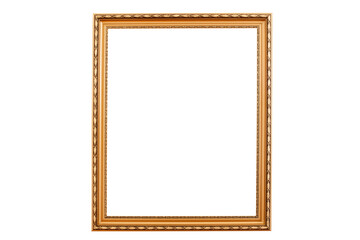 Empty golden vintage frame isolated on white background