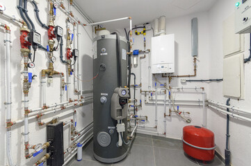 Modern boiler room. Equipment for heating system.