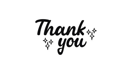 Fototapeta premium Thank you lettering text with shinning sparks. Hand written message.