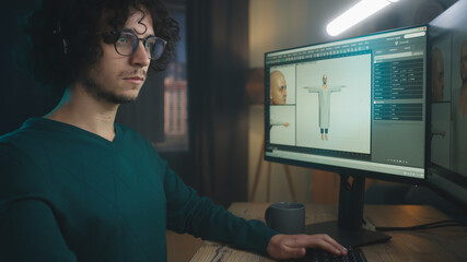 Man creating 3D human model