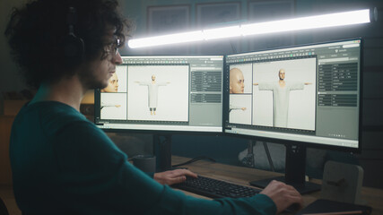 3D designer creating videogame character