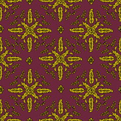 Beautiful golden Thai pattern - traditional floral seamless pattern from Thailand