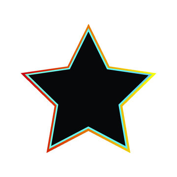 Étoile noire avec deux lignes colorées . Icône, décoration. Image vectorielle.