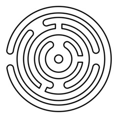 Round Maze contour outline icon black color vector illustration flat style image