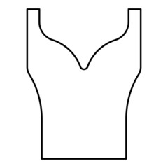 Women's clothing top dress Jersey shirt blouse jumper singlet contour outline icon black color vector illustration flat style image