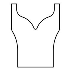 Women's clothing top dress Jersey shirt blouse jumper singlet contour outline icon black color vector illustration flat style image