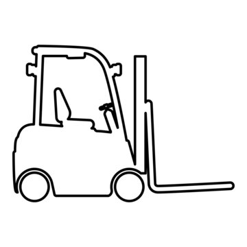 Forklift Loader Fork lift warehouse truck silhouette contour outline icon black color vector illustration flat style image