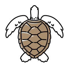 Fototapeta premium Simple icon of a sea turtle, top view.
