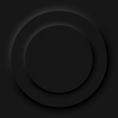 Abstract dark illustration in neomorphic style. Minimal wallpaper, background. Geometric background with light and shadow. Circle shape.