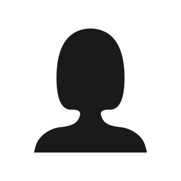 Women head silhouette. Human black avatar. Girl profile. Vector isolated on white