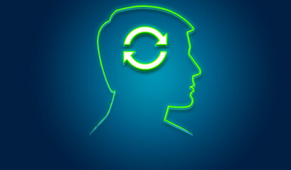 Head with bulb.Change concept