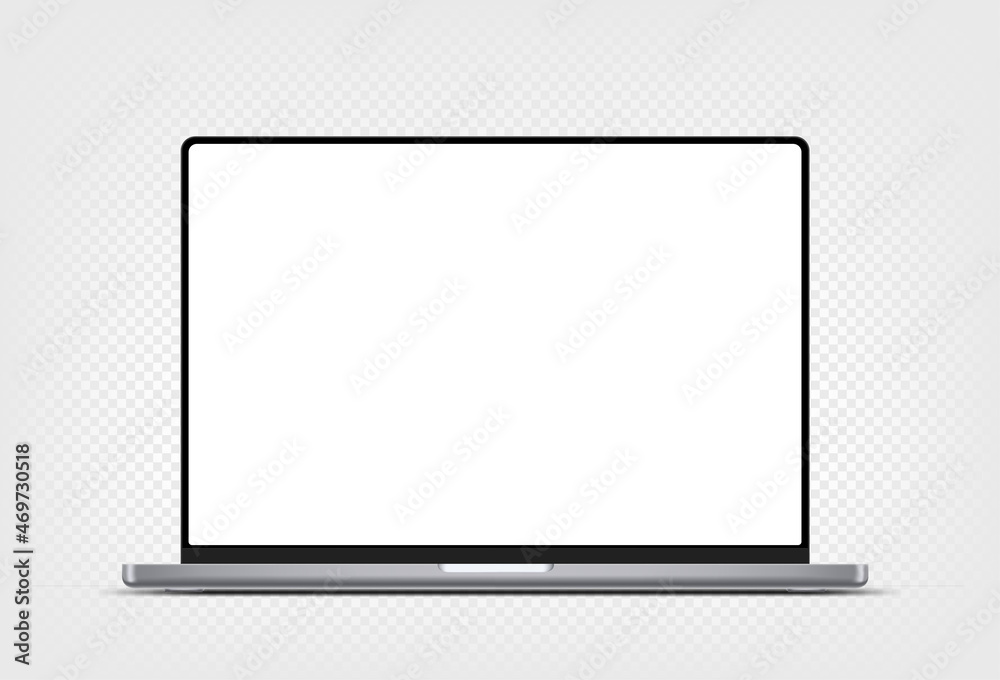Aufkleber Modern thin frame laptop computer vector 3d mockup with shadow isolated on transparent background