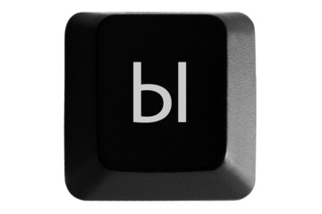 Black keyboard button with Russian letter Ы on white isolated background