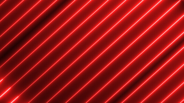 Seamless Red Color Glowing Line With Neon Light. Abstract Red Line Background.