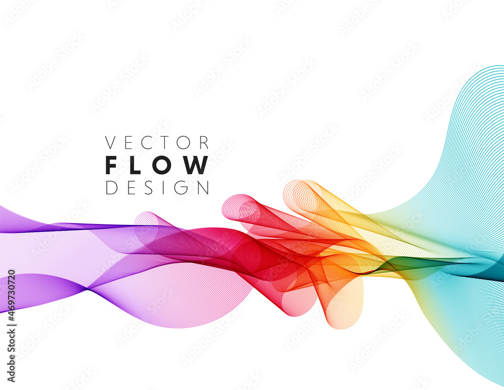Poster Vector abstract colorful flowing wave lines isolated on white background. Design element for wedding invitation, greeting card