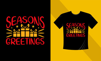 Christmas t-shirt design. Seasons of greetings. Ready to print on back t-shirt.