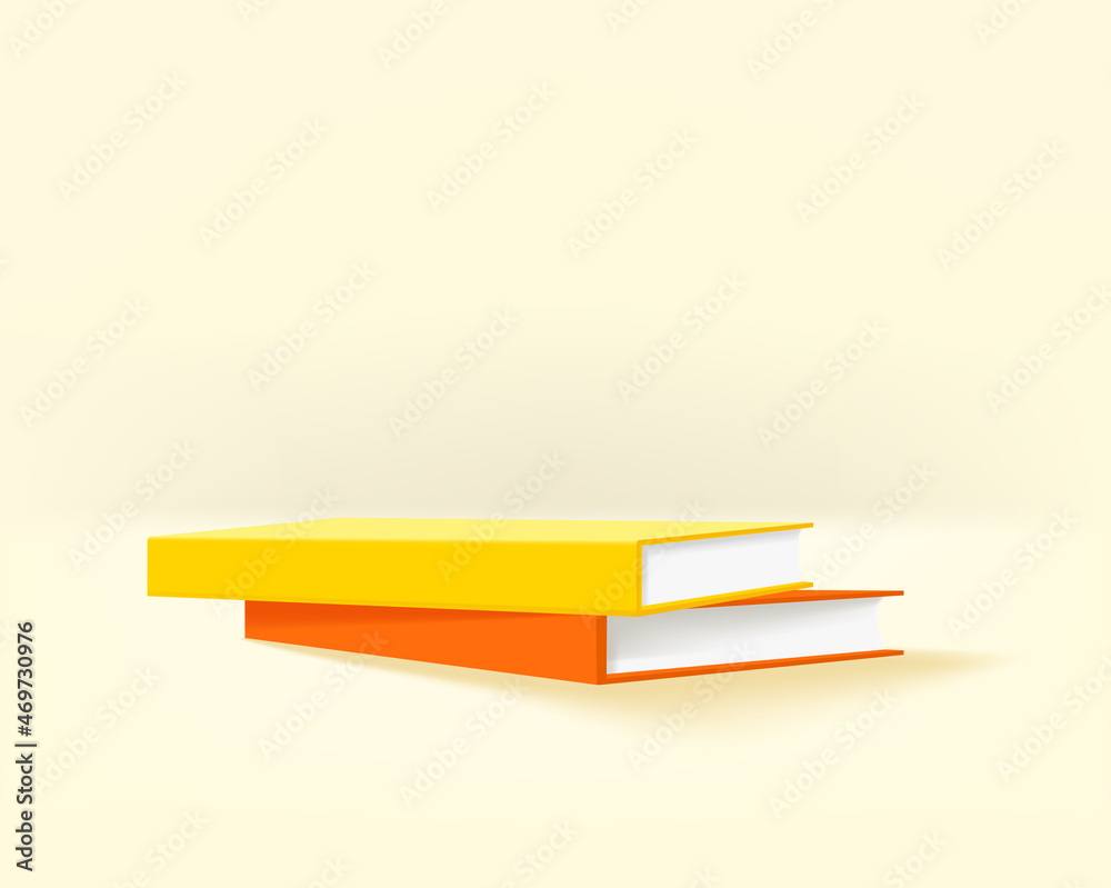 Poster Two paper books on a table. 3d style vector illustration