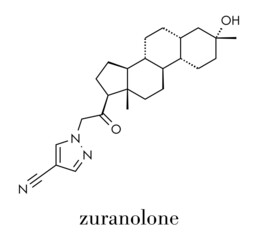 Zuranolone drug molecule. Skeletal formula.