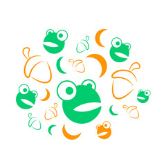 Obraz premium vector pattern for textiles, frog and acorn