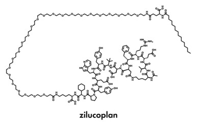 Zilucoplan myasthenia gravis drug molecule. Skeletal formula.