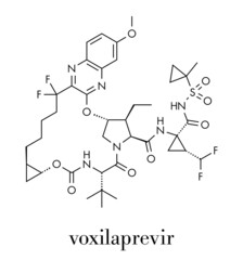Voxilaprevir hepatitis C drug molecule. Skeletal formula.