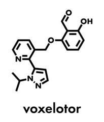 Voxelotor sickle cell disease drug molecule. Skeletal formula.
