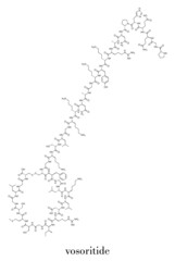 Naklejka na ściany i meble Vosoritide achondroplasia drug molecule. Skeletal formula.