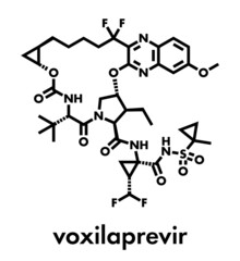 Voxilaprevir hepatitis C drug molecule. Skeletal formula.